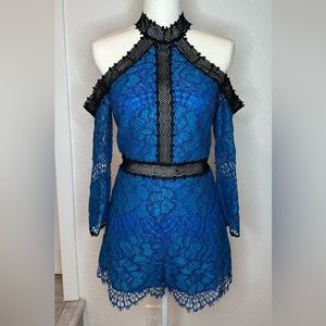 ALEXIS x REVOLVE “Leda” Royal Blue & Black Romper Jumpsuit - Small